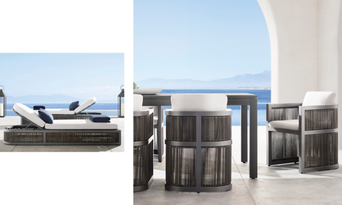 shop Como Slate Metal Dining Chaise